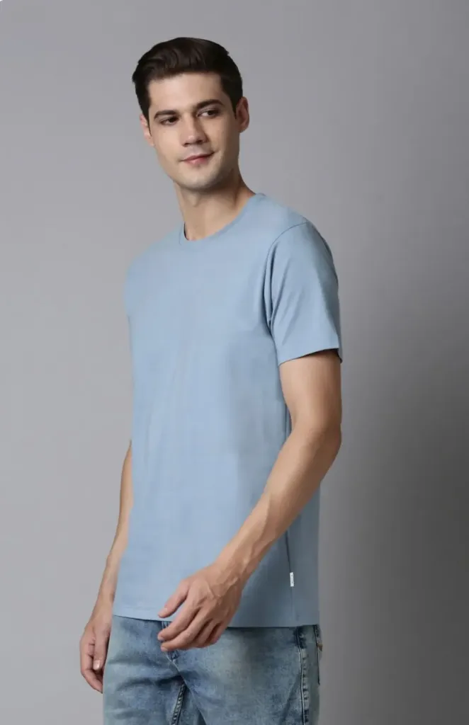 Men's Blue Cotton T-shirt (38/M, White)